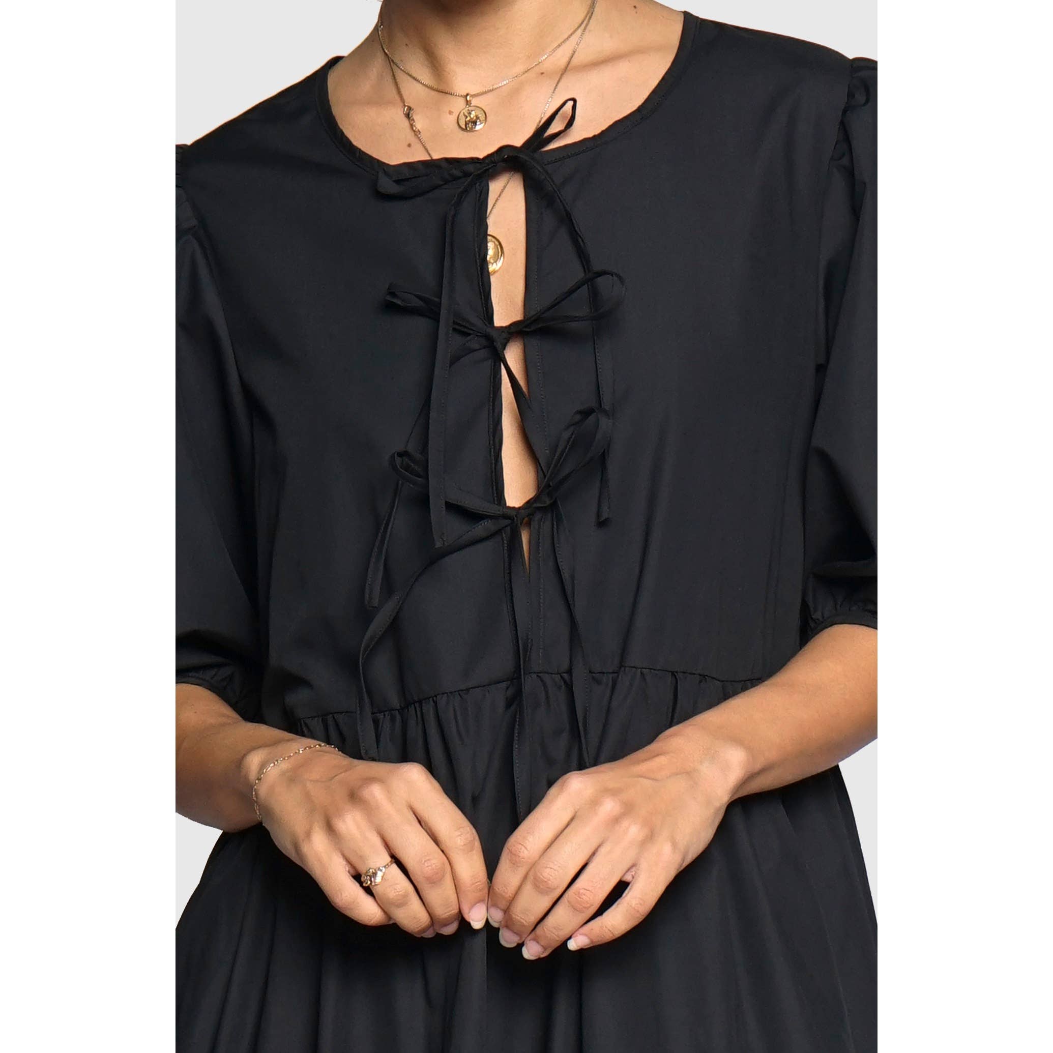 Sans Souci - Wholesale Jurk - Dames - POPLIN MAXIJURK MET STRIKSLUITING VOOR3