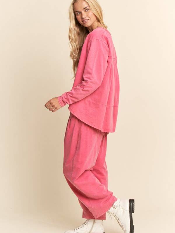 Davi & Dani - Wholesale Top & Pant Set (NOT Loungewear) - Women's - GARMENT WASHED LONG SLEEVE TOP AND PANTS SET4