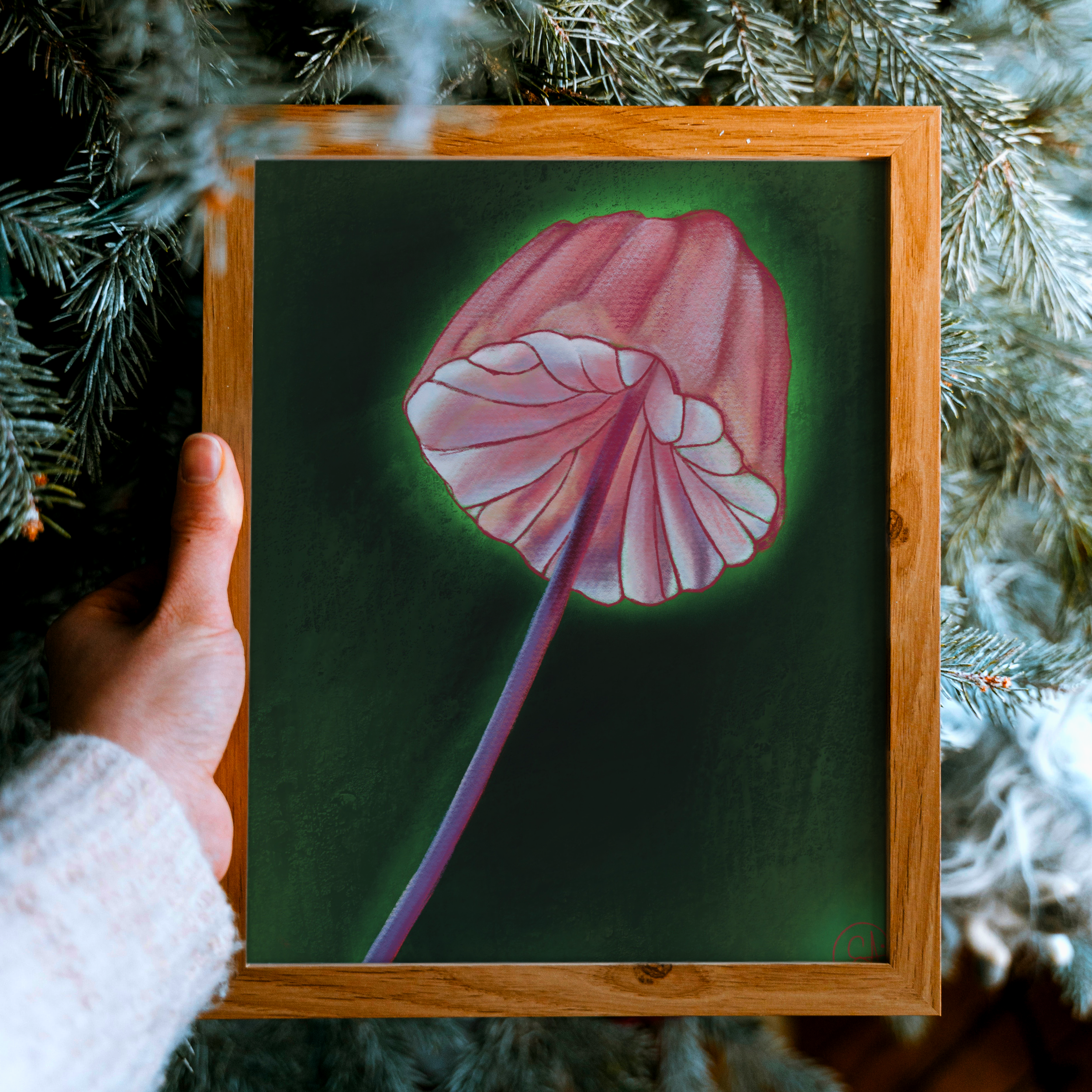 Imaginarium Arts - Wholesale Art Print - Barbiecore Pink Mushroom Fine Art Print 8"x10"2