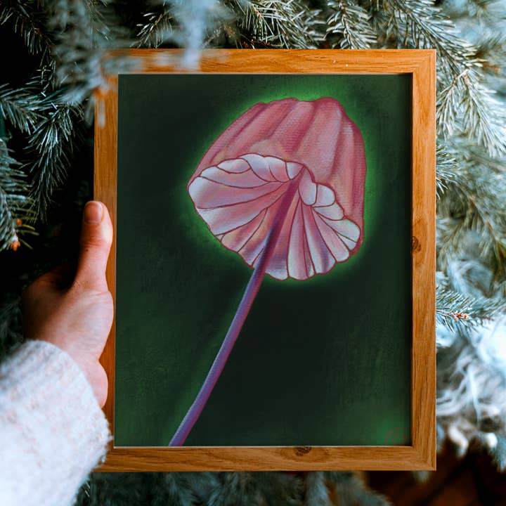 Imaginarium Arts - Wholesale Art Print - Barbiecore Pink Mushroom Fine Art Print 8"x10"2