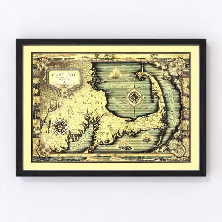 Vintage Map of Cape Cod, MA 1931 for wholesale by Ted's Vintage Art
