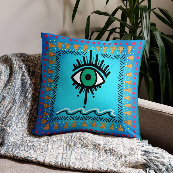 Mystic Wave Throw Pillow, 18x18 inches for wholesale by Pop Shop Universe