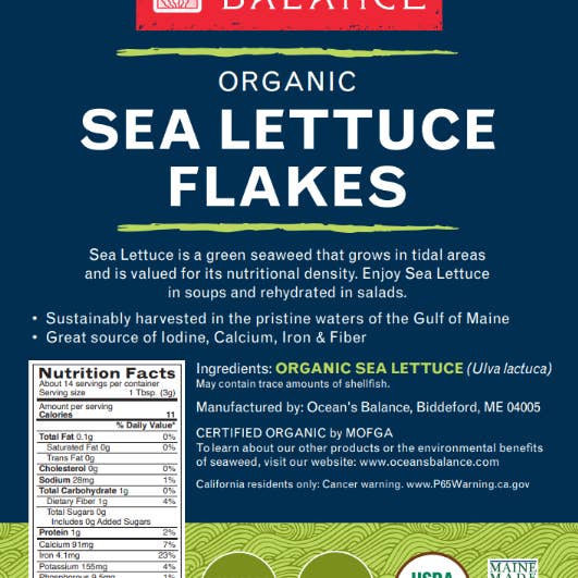 Ocean's Balance - Wholesale Dried/dehydrated vegetables - Organic Sea Lettuce Flakes1