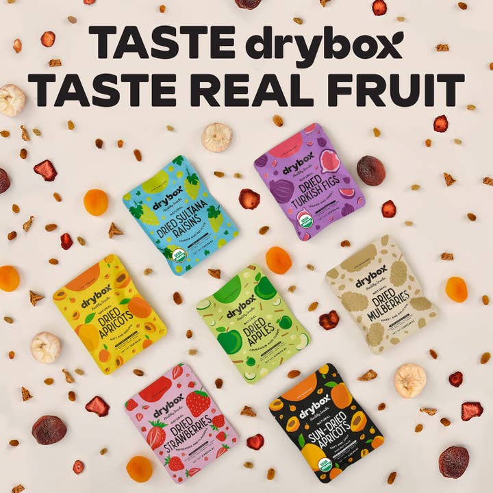 DRYBOX - Wholesale Dried/Dehydrated Fruit - Drybox Dried White Mulberries 1.5oz Mini Packs 5 Packs/BAG8