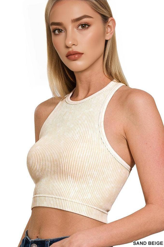 42POPS – Großhandel Tanktop – Damen – .Gewaschene Rippennaht nahtloses Halterneck-Crop-Top18