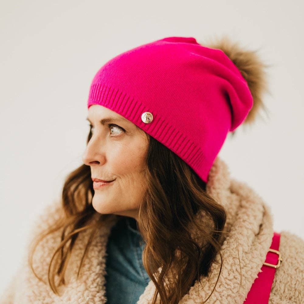 Pretty Simple - Wholesale Beanie - Women's - Fine Knit Fur Pom Slouchy Beanie Wholesale2
