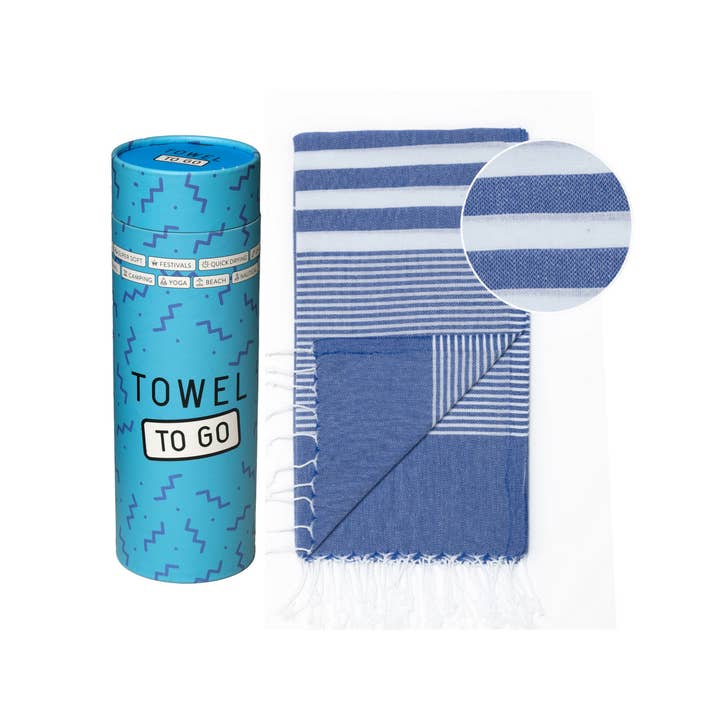 Towel to Go – Großhandel Badetuch – MALIBU Strandtuch, Hamamtuch mit Geschenkverpackung, Blau