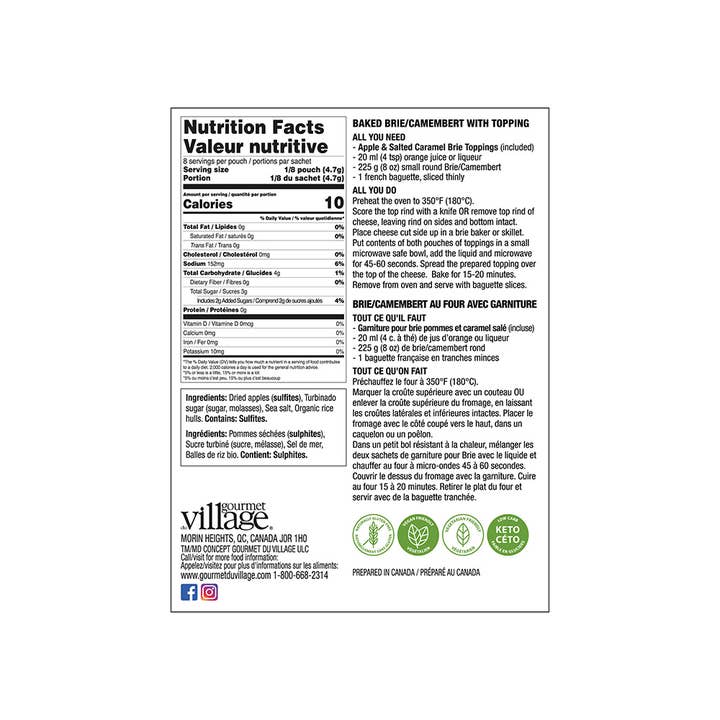 Gourmet Du Village - Vente Sauces - Mélange pour garniture au brie, pommes et caramel salé2