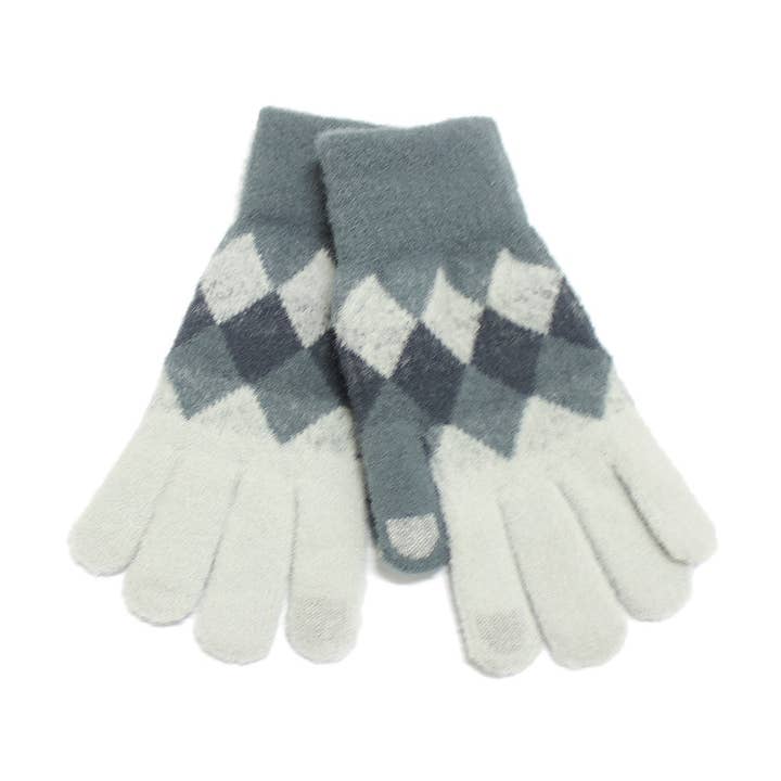 ARGYLE PRINT SMARTE TOUCH-HANDSKER for engroshandel hos Girly