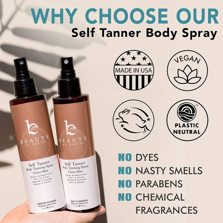 Beauty By Earth - Wholesale Self-Tanner - Self Tanner Body Spray 6oz, (2 Shades)2