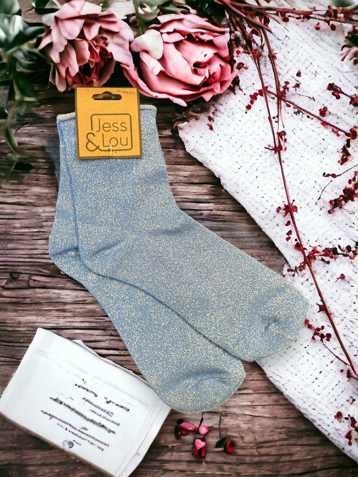Jess & Lou – Großhandel Socken - Unisex – Elegante Schuhe – Glänzende Lurex-Socken5