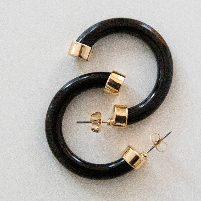 Hoo Hoops - Wholesale Hoop Earrings - Small Acrylic Hoop Earrings - Black1