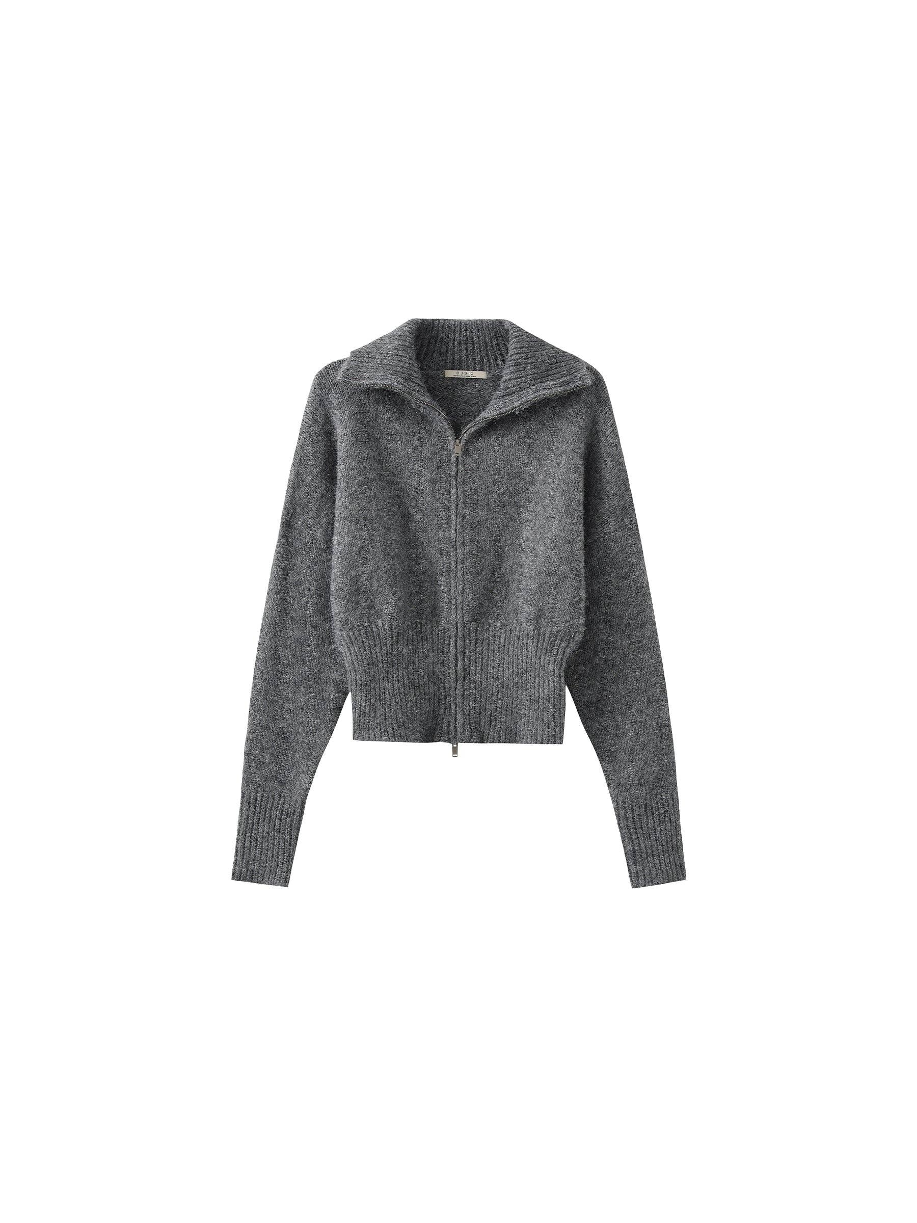 CUBIC – Engroshandel Cardigan - Dame – Retro ståkrave lynlås-cardigan2