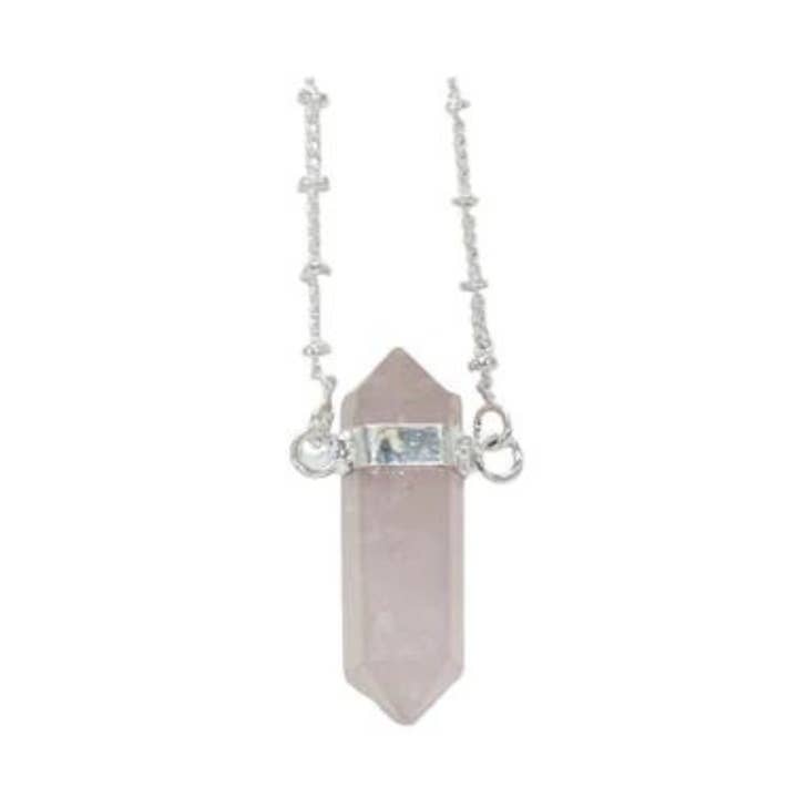 Necklace - Silver Plated Rose Quartz for wholesale by Earths Elements Wholesale
