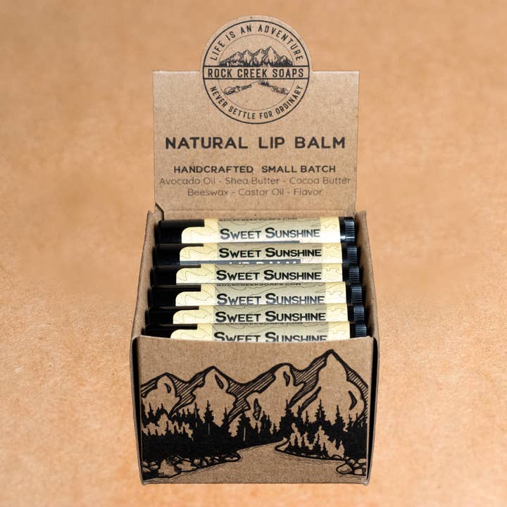 Rock Creek Soaps - Wholesale Lip Balm Set - Lip Balm 6 Pack with POP Displays