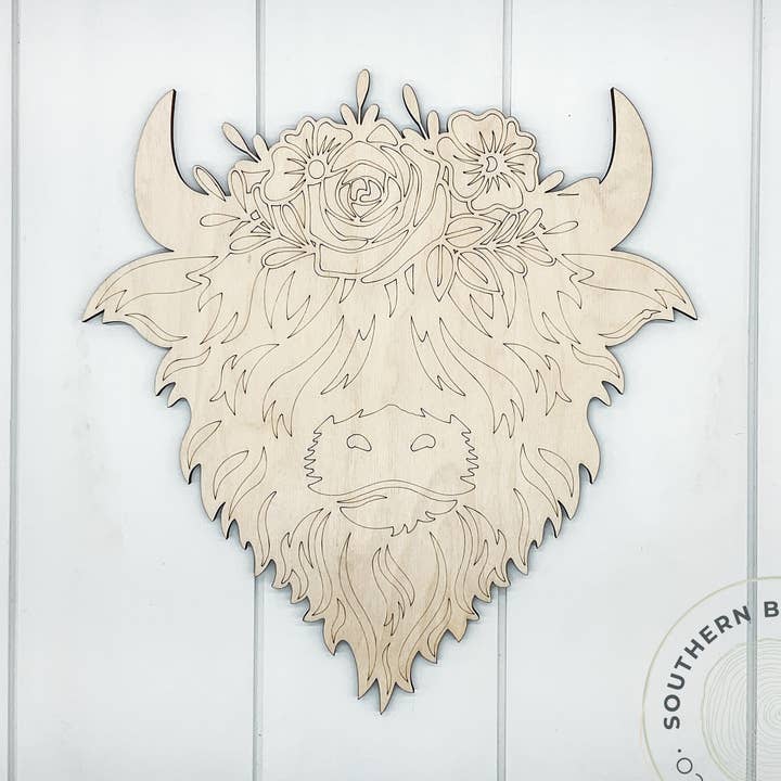 Highland Cow Blank (Flowers) for wholesale by Southern Birch Company