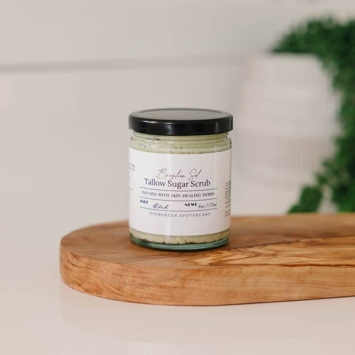 Evergreen Apothecary - Wholesale Body Scrub/Exfoliant - Skin Healing Tallow Body Scrub, Made with Lady May Tallow1