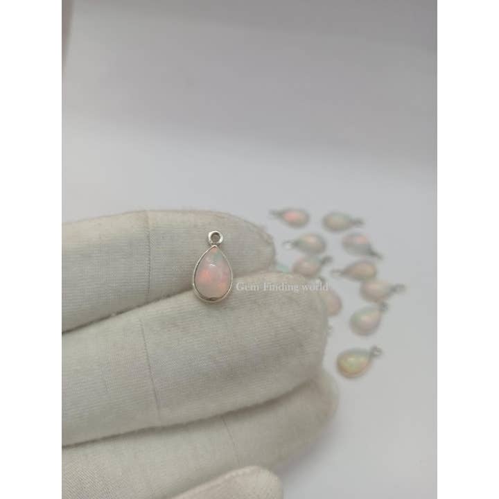 Rishi Jewelry – wholesale Individuell berlock/hänge – Etiopisk opal ädelstensberlock hängsmycke silveranslutning6