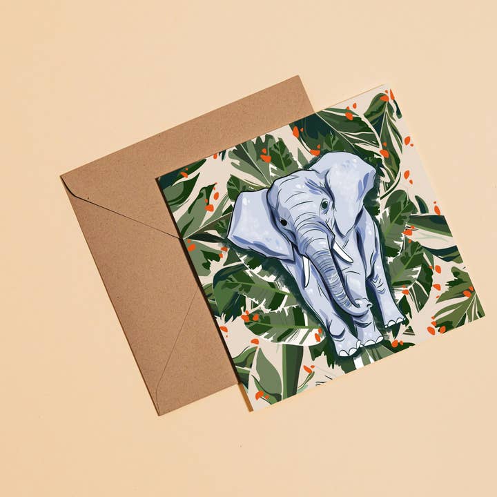 Elephant Greetings Card for wholesale by Fi Moszoro Design & Illustration