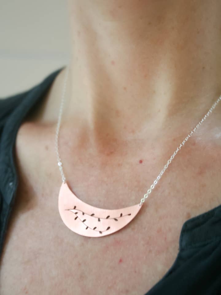 Collar botánico, Helecho Tomillo Ginkgo Brote Flor Rama para venta al por mayor de Rising Jewelry