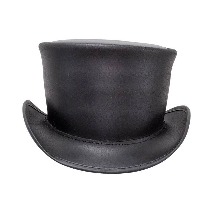American Hat Makers - Wholesale Fedora - Unisex - Biker Leather Top Hat Unbanded - Style El Dorado
