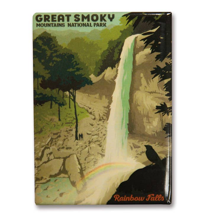 Great Smoky Rainbow Falls Metal Magnet for wholesale by Tourist Courts