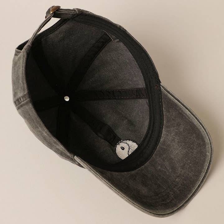 BLACK Yin Yang Embroidered Cotton Baseball Dad Cap for wholesale on Faire4