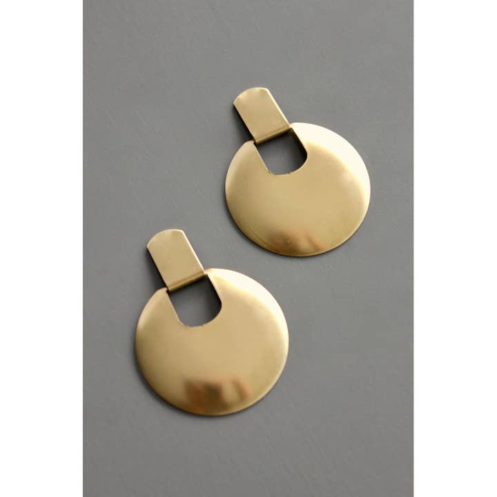 David Aubrey Jewelry - Wholesale Dangle Earrings - BKNE78 Geometric round brass post earrings2