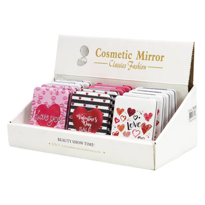 Assorted Love Hearts Matte Rectangular Compact Mirror for wholesale on Faire3