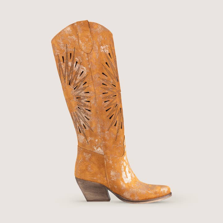 Jade Shine leren Texaanse laarzen voor wholesale door Kali Shoes