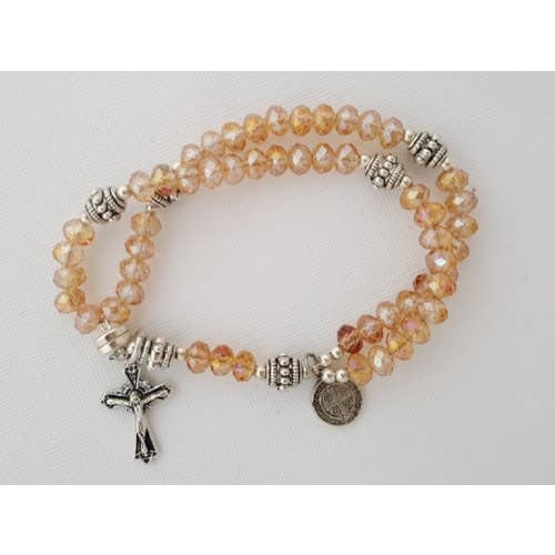 Champagne Crystal Wrist Rosary for wholesale by MG Rosary