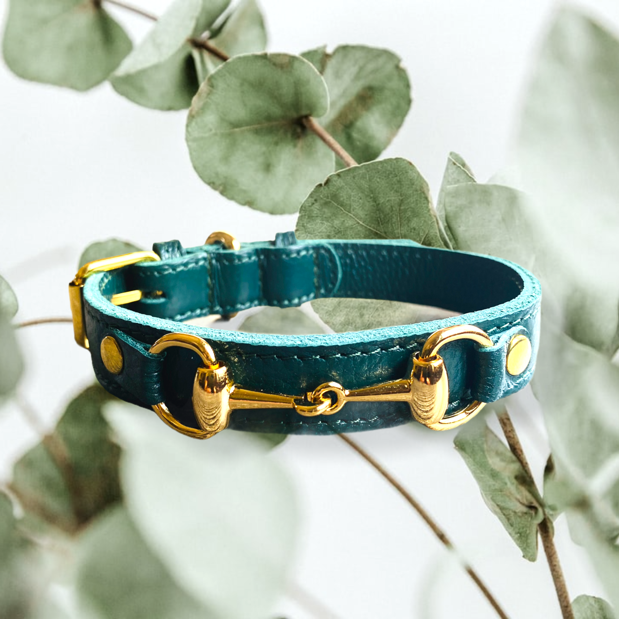 PupWiser - Wholesale Pet Collar - Dog - PRINCESS GRACE Handmade Leather Dog Collar (Dark Forest)1