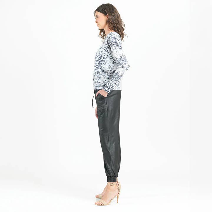 Black White T58WP - Cozy Shimmer Texture - Dolman Sleeve Sweater Top for wholesale on Faire