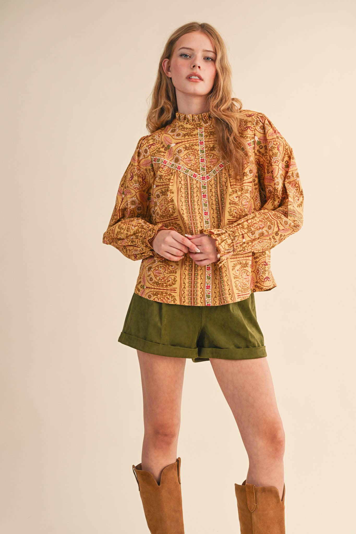 &MERCI - Wholesale Blouse - Women's - EXCLUSIVE FLORAL PRINT TOP WITH FLORAL TRIM MTP452811