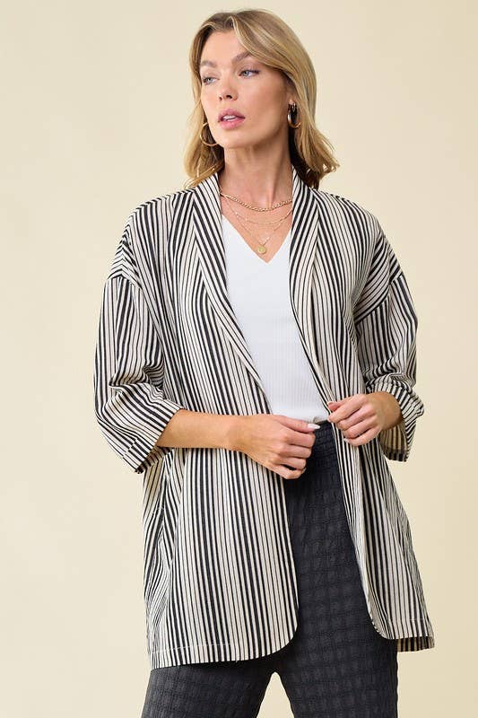 Doe and Rae - Wholesale Jacket - Women's - Linen Stripe Jacket - 10406J6
