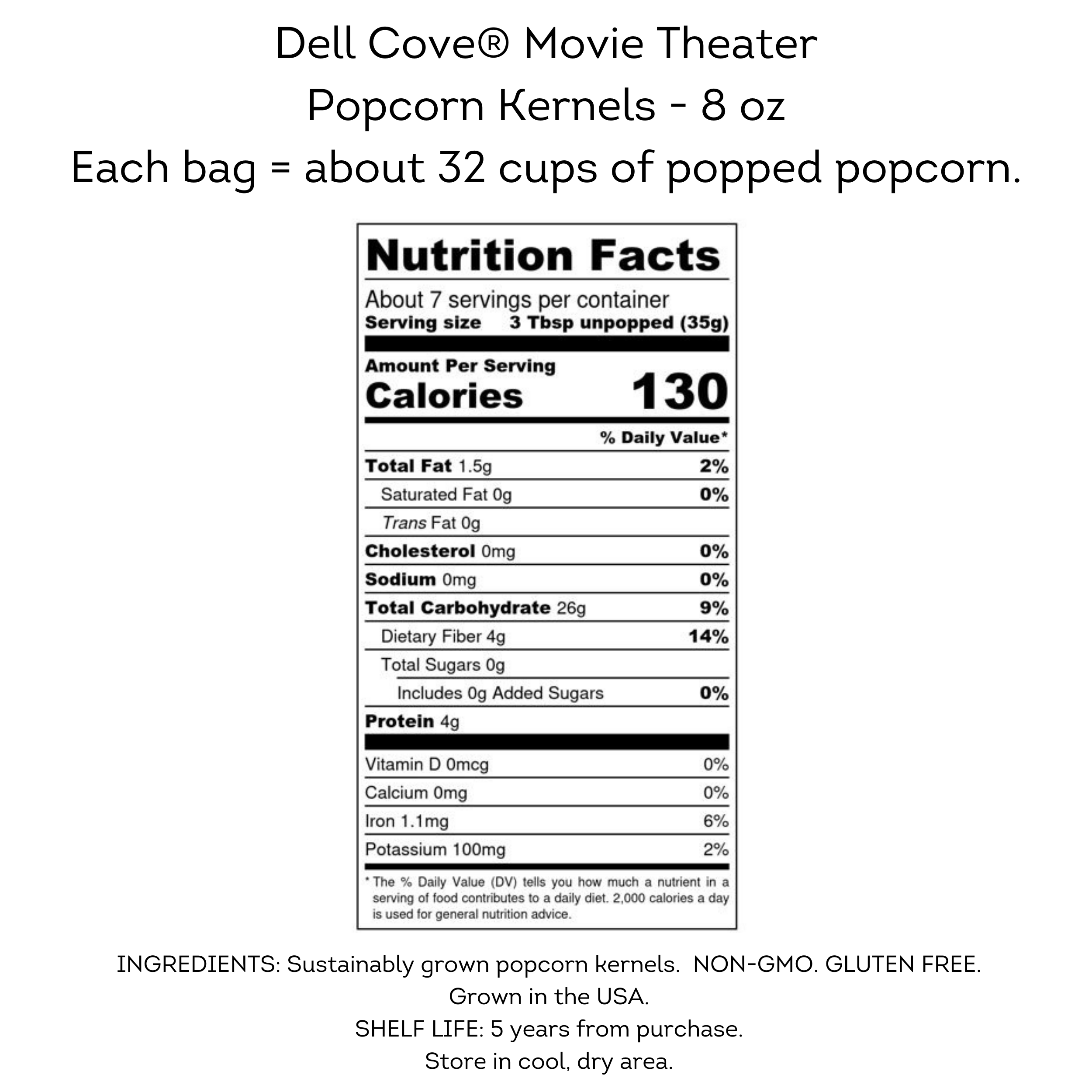 Dell Cove Spices & More Co. - Wholesale Popcorn Kernels - Movie Night Popcorn Kernels -  Half Pound  - Movie Theater5