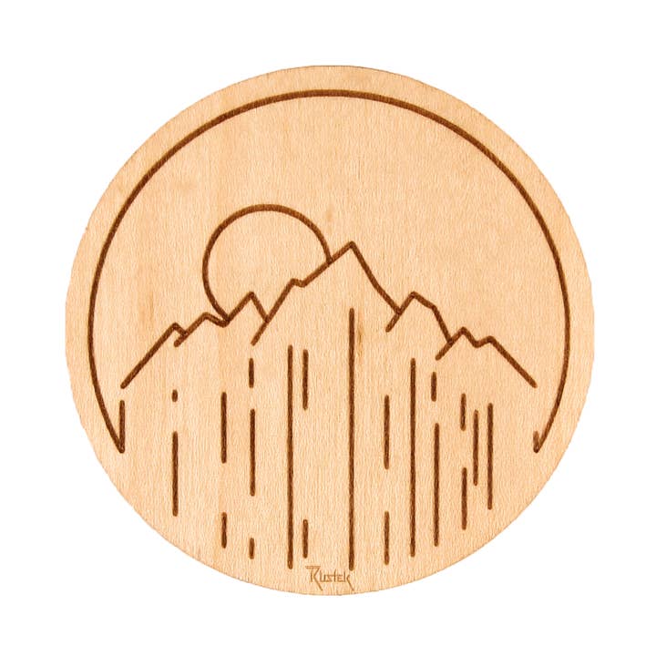 Sunset MTN Wood Sticker for wholesale by Rustek Collective