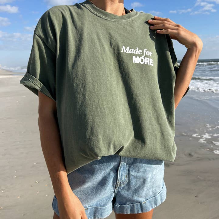 He Would Love First - Wholesale Screen Printed T-Shirt - Women's - RESTOCK! | "MADE FOR MORE" PREMIUM COMFORT COLOR TEE | MOSS GREEN4