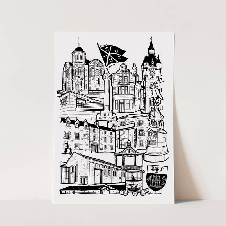 Hawick Print | Scottish Borders Art for wholesale by LAW Illustrates