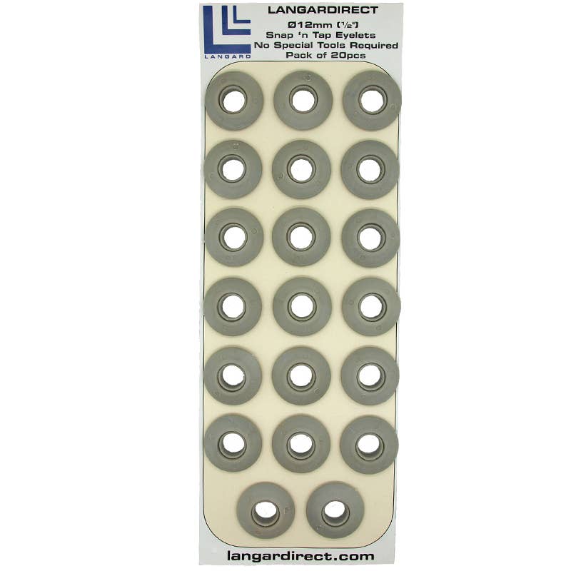 Langard - Wholesale Craft Supplies - 20 Grey Snap n Tap 12mm Eyelets Washer Sealed1