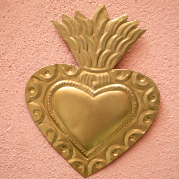 P.I. Project France - Wholesale Wall Accent - Golden Mexican Sacred Hearts - Ex-voto milagros5