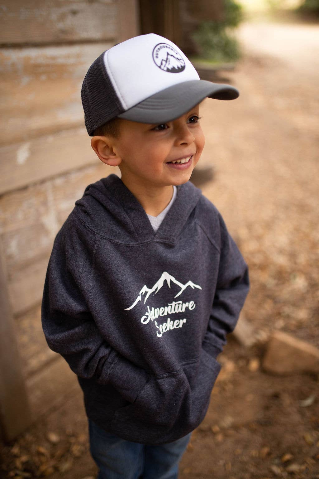 Outdoorable Apparel - Vente Chapeau – enfant - Chapeau d'extérieur gris avec noir4
