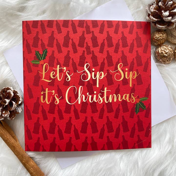 Let's Sip Sip it's Christmas Card, Desi, South Asian, Indian for wholesale by CraftyAniShop