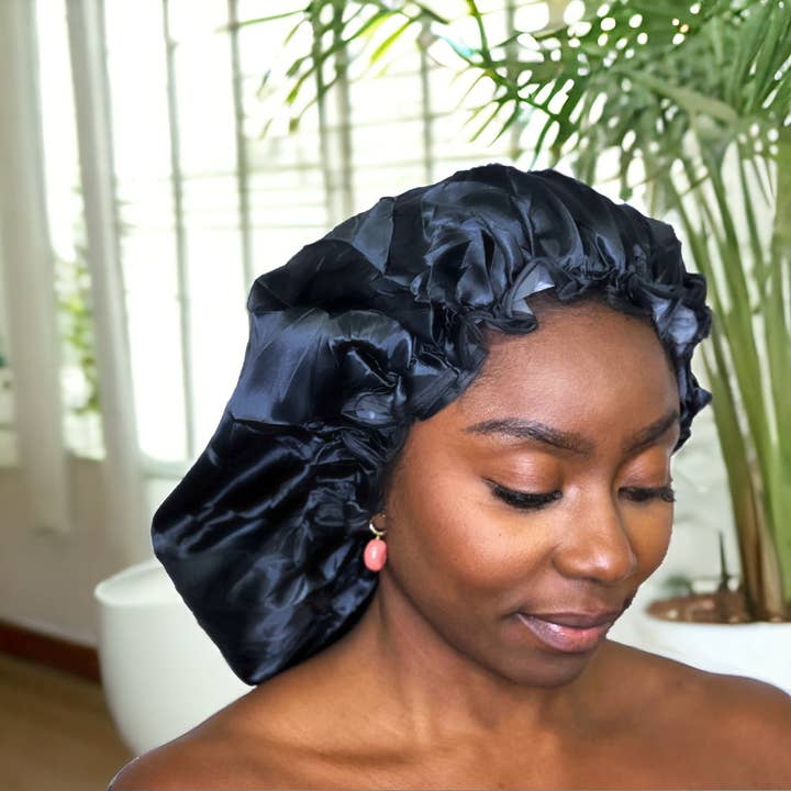 AfricanFabs - Wholesale Showercap - XXL Extra Large Shower cap for braids / dreadlocks / rasta / dreads bathing cap for bath - Black1