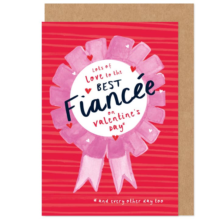 Fiancée Rosette Valentine's Card for wholesale by Bow & Bell