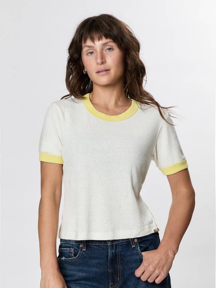 Ziggy Hemp Ringer Tee for wholesale by Ragabond Studio