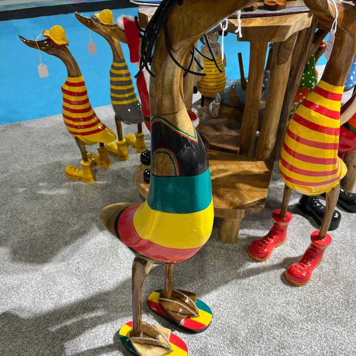 Batik Indah - Wholesale Ornament - Bamboo Rasta Duck Ornament - 25cm3