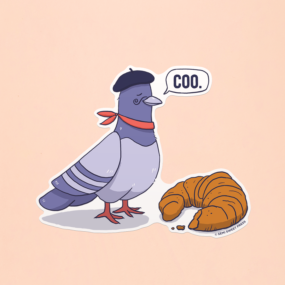 Semi Sweet Press - Wholesale Sticker - Pigeon compostable sticker1