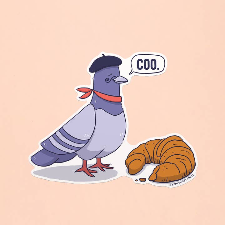 Semi Sweet Press - Wholesale Sticker - Pigeon compostable sticker1