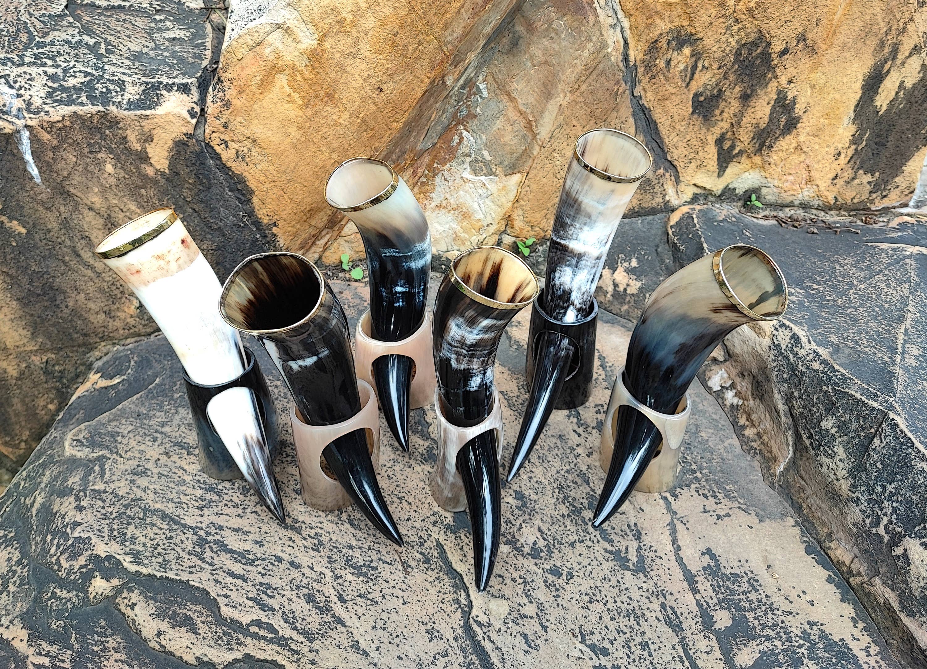 Billion Brothers – wholesale Drinking glass/cup – Viking Drinking Horn With Stands Ale Mead Beer Horn Mugs Cup5